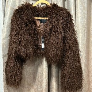 NWT fashion nova furry cropped jacket